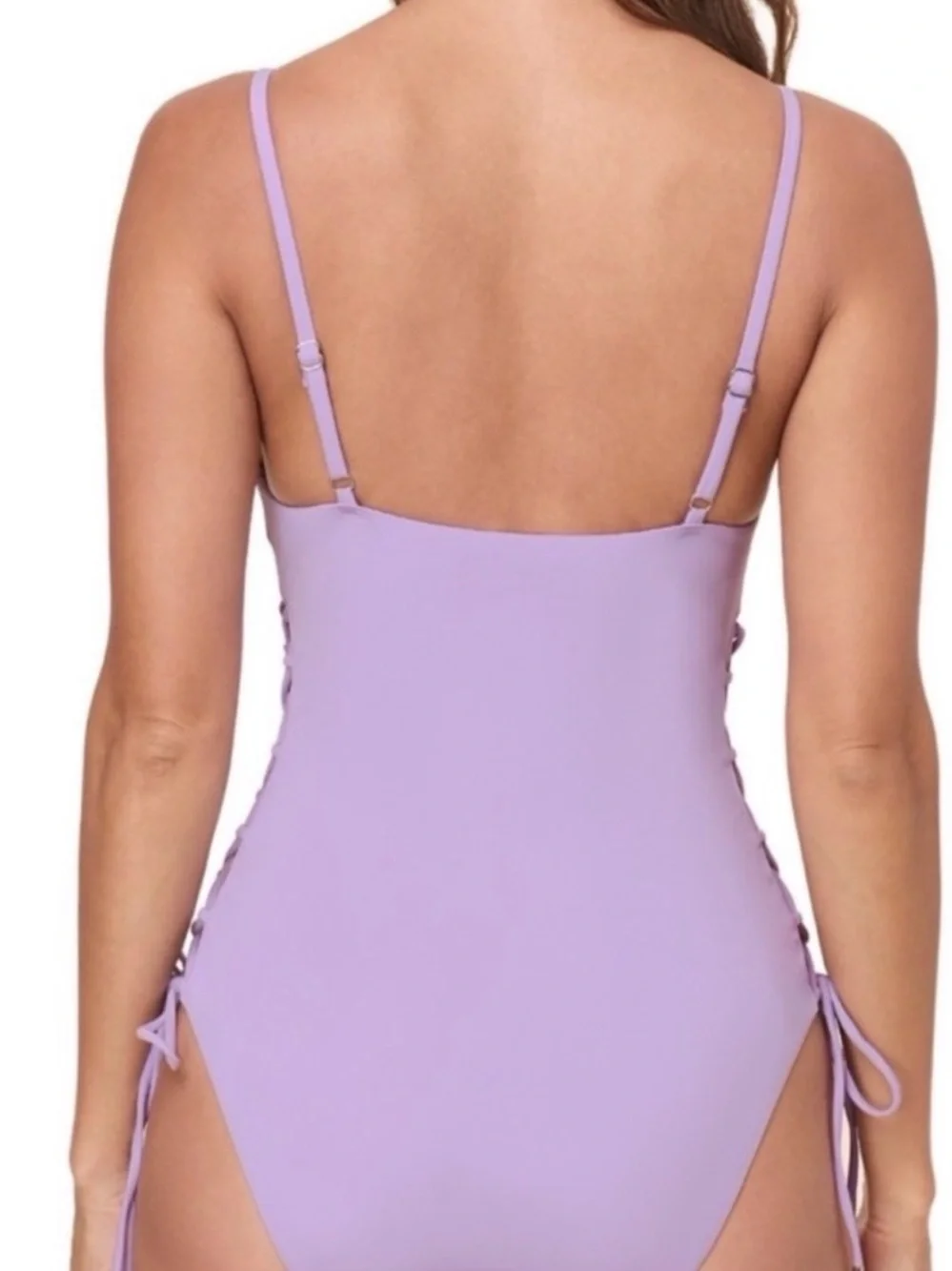 Andie Lilac One-Piece Swimsuit with Lace-Up Sides